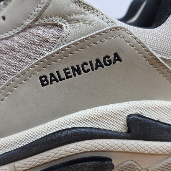 Balenciaga Triple S Sneaker Size US10 EU43 Beige Gray Blue Honeycomb Black Mesh